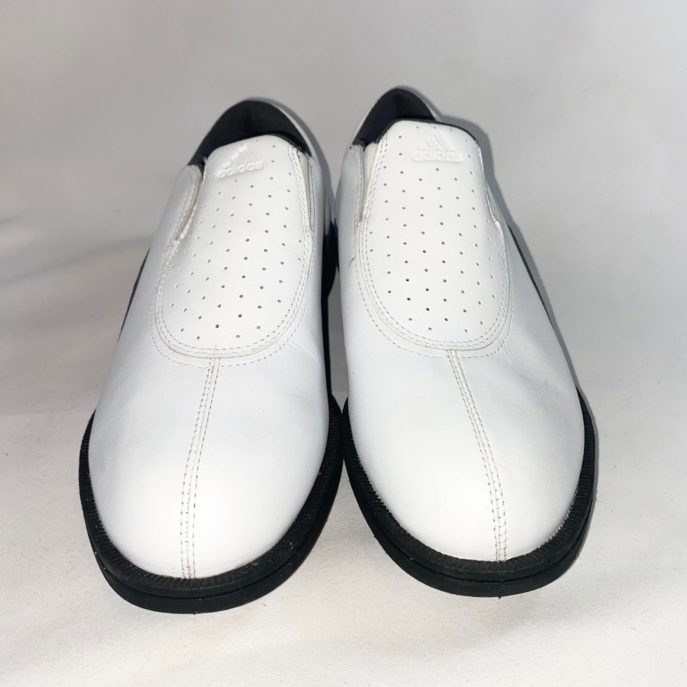Adidas Slip On Golf Shoes White Grey Cleated Leather 679281‎ Womens Size 6 - Picture 3 of 14
